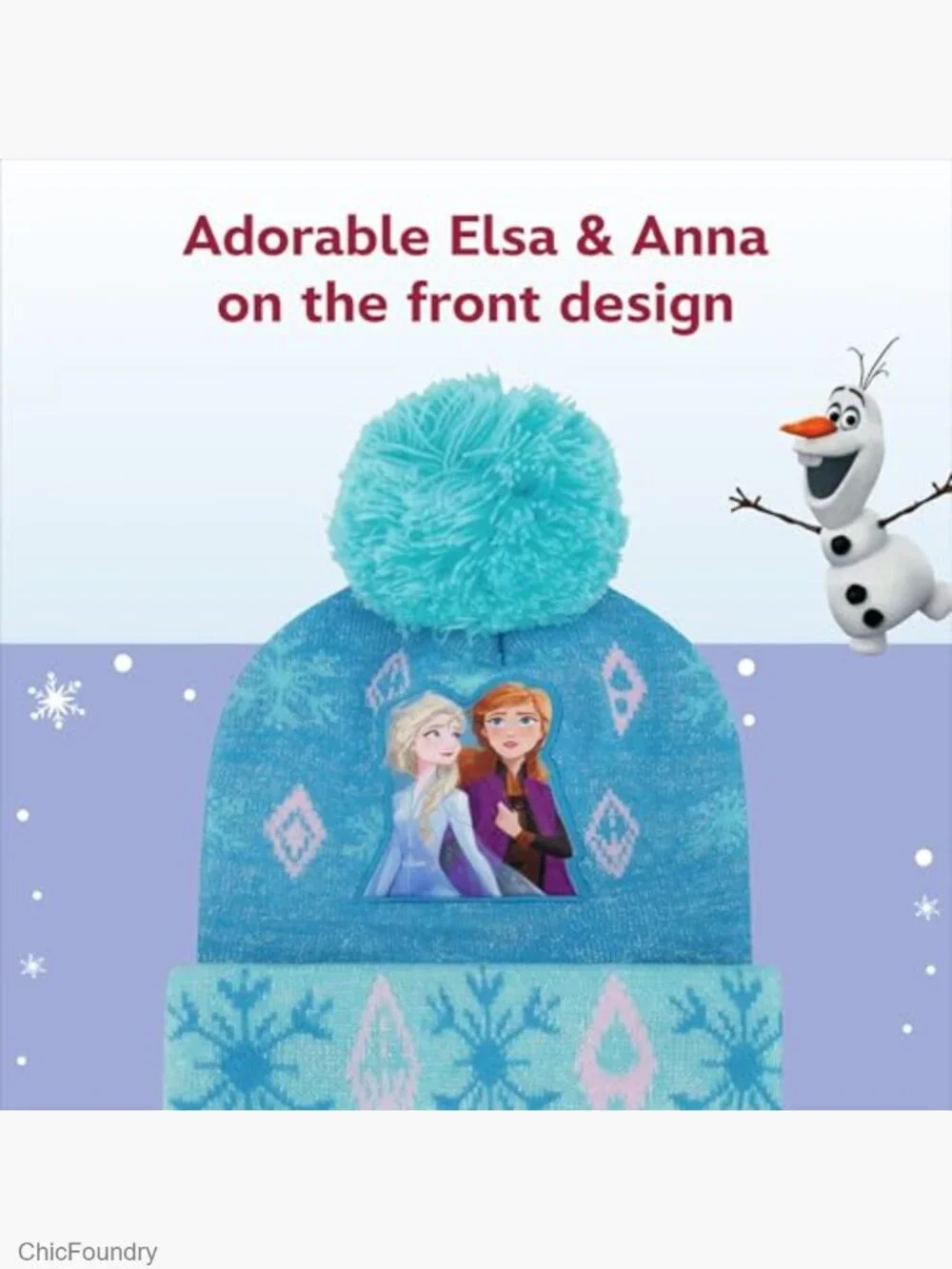Kids Winter Hat & Mittens Set Frozen Elsa Anna Toddler Beanie Gloves